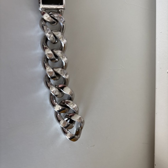 Vintage Speidel ID Bracelet Black Silver‎ Tone Thick Chain Engraved TOM 8.5" - Picture 4 of 8